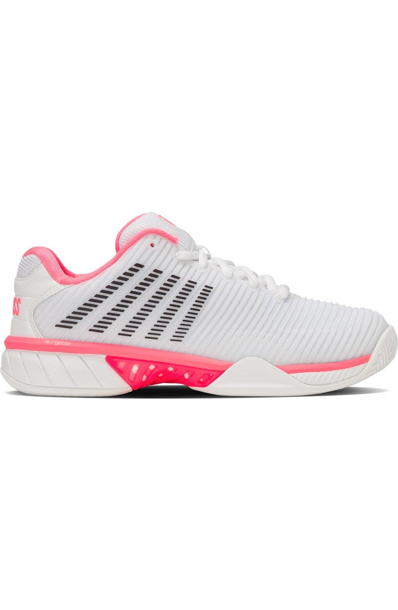 K-Swiss Hypercourt Express 2 Tennis Shoe, Alternate, color, White/ Neon Pastel Pink/ Black