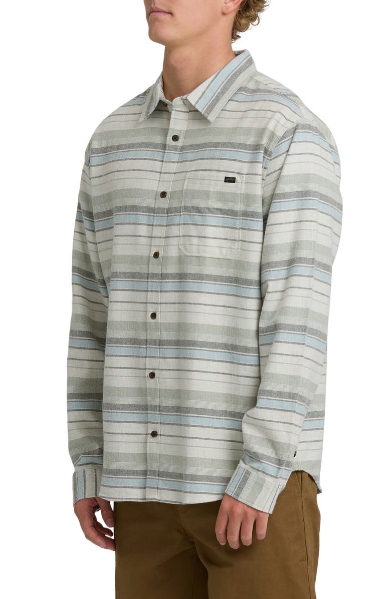 Billabong Coastline Cotton Flannel Button-Up Shirt, Alternate, color, White Multi
