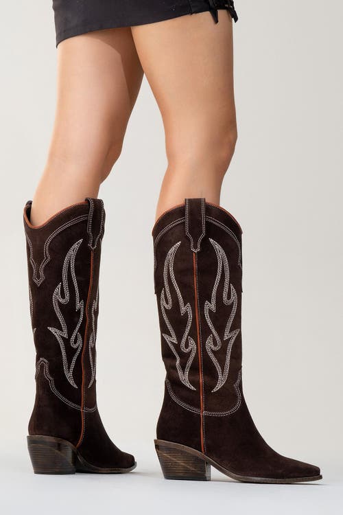 Forever & Always Shoes Pietro Leather Western Knee High Boot In Brown
