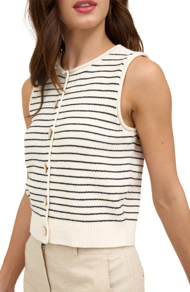 Blu Pepper Stripe Button Front Sweater Vest, Alternate, color,