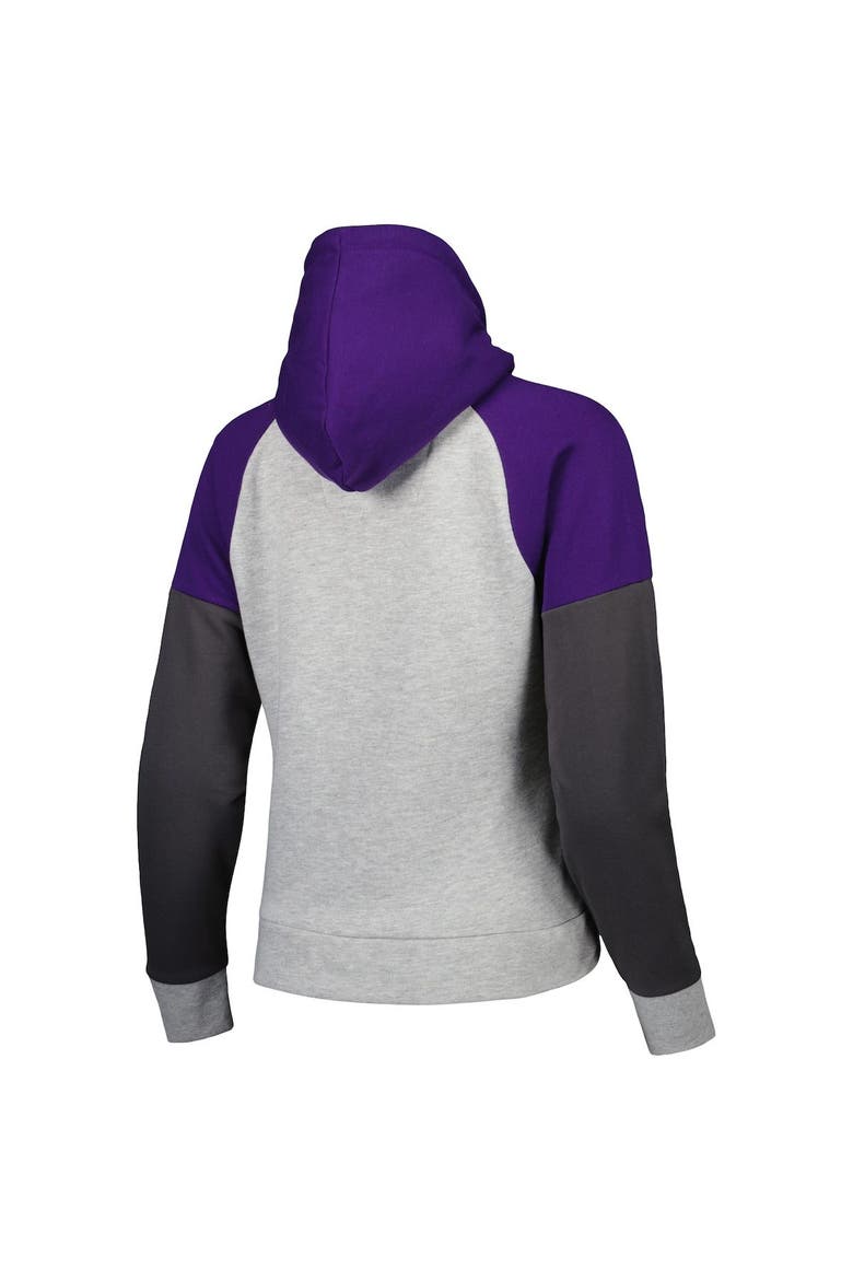 Women's Antigua  Heather Gray Baltimore Ravens Lightweight Jackpot Raglan Half-Zip Pullover Hoodie, Alternate, color, Heather Gray