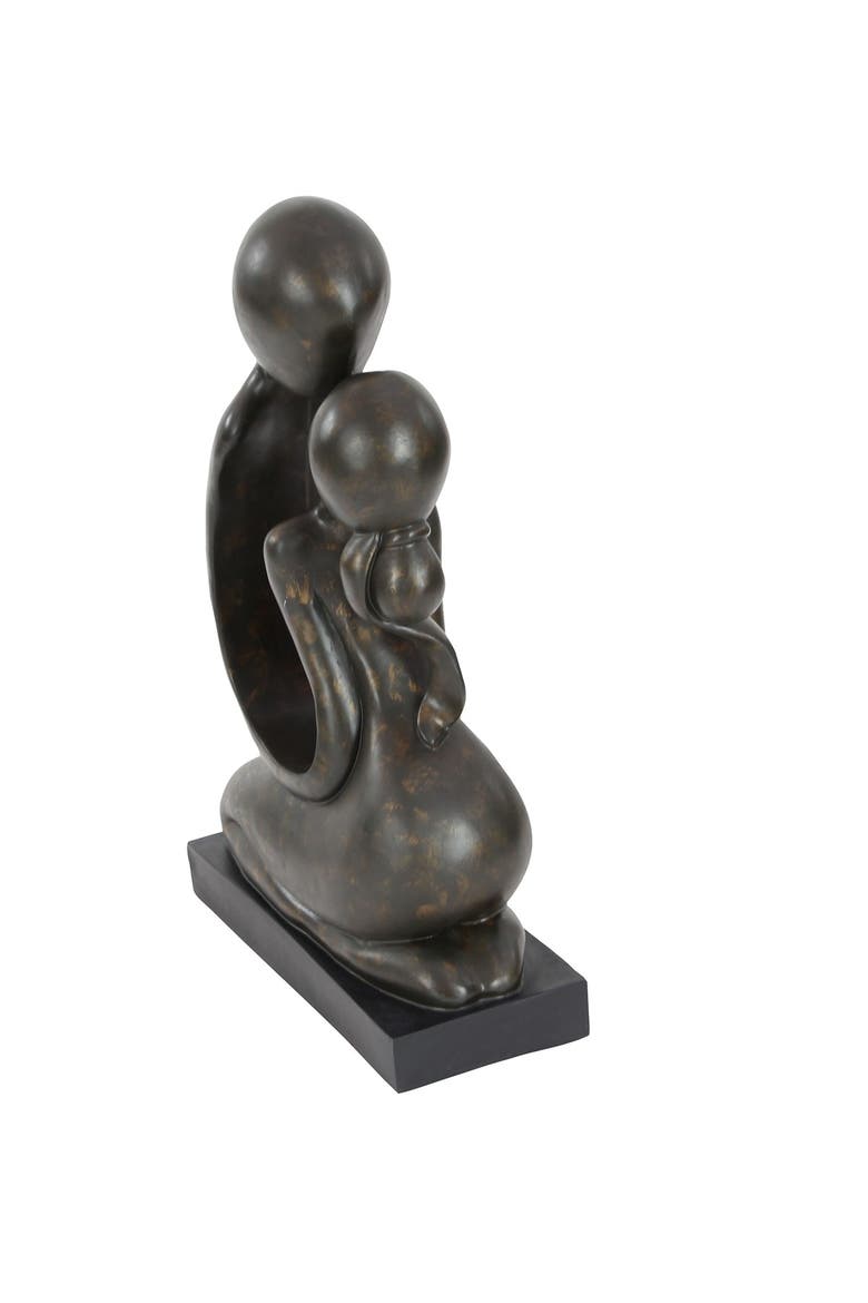 Brown Polystone Kissing People Sculpture, Alternate, color, BROWN