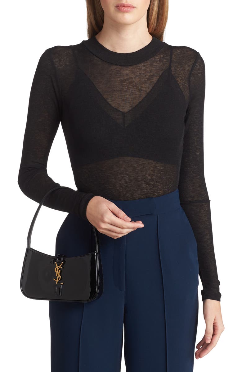 Saint Laurent Mini Le 5 à 7 Leather Hobo, Alternate, color,