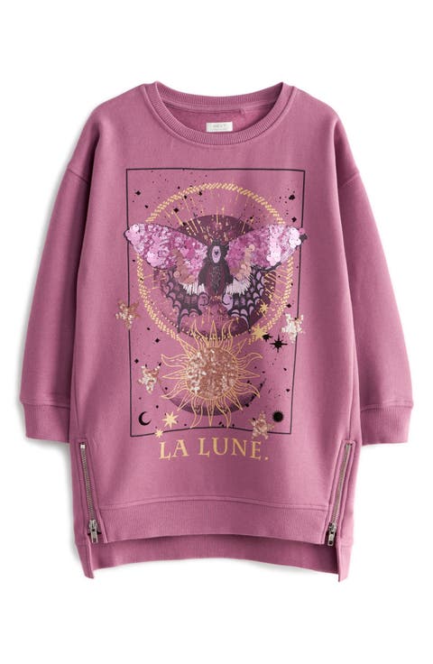 Kids' Butterfly Long Sleeve Cotton Blend Sweatshirt Tunic (Little Kid)