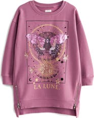 NEXT Kids' Butterfly Long Sleeve Cotton Blend Sweatshirt Tunic