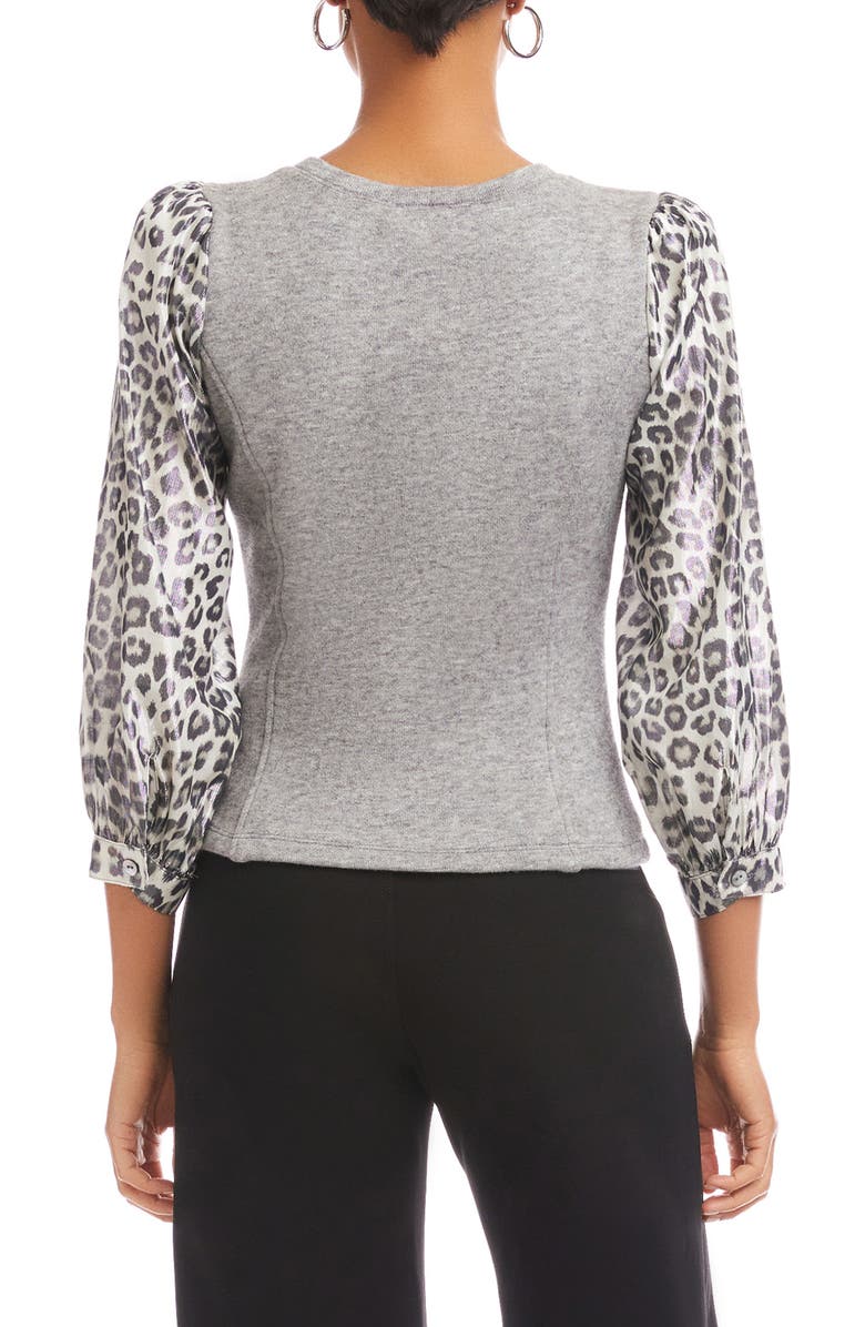 FIFTEEN TWENTY Lori Mixed Media Top, Alternate, color, Gray