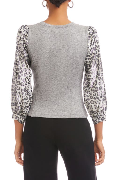 Fifteen Twenty Lori Mixed Media Top In Gray