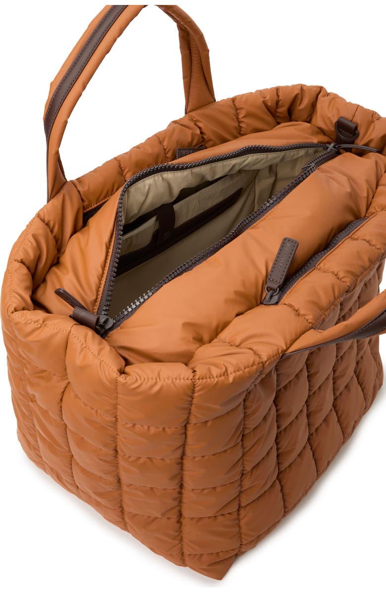 VeeCollective Porter Basque Quilted Tote, Alternate, color, Cognac