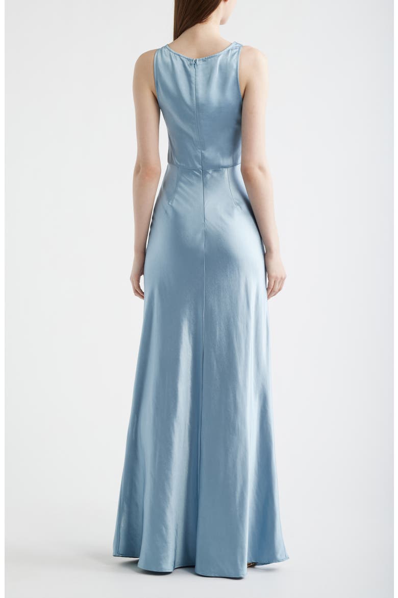 Chandler Cowl Neck Sleeveless Satin Gown, Alternate, color, SKY BLUE