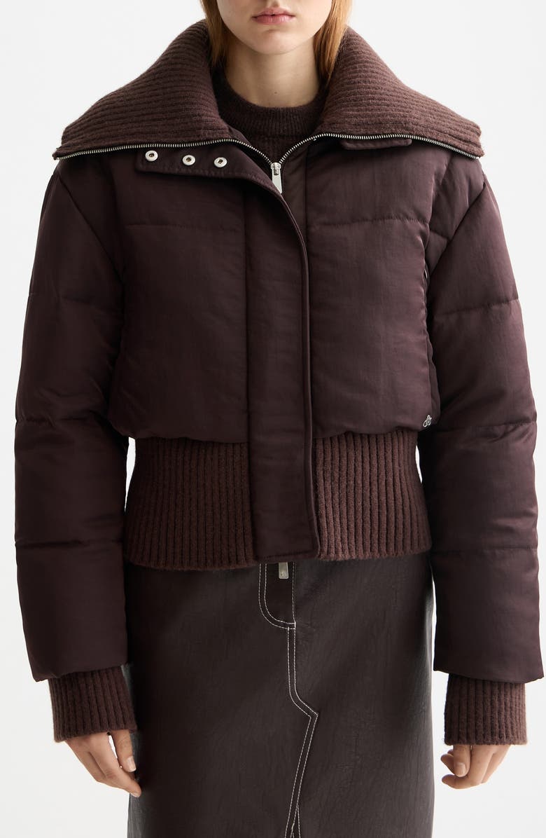Scotch & Soda Aviator Collar Puffer Jacket, Main, color, Chocolate Plum