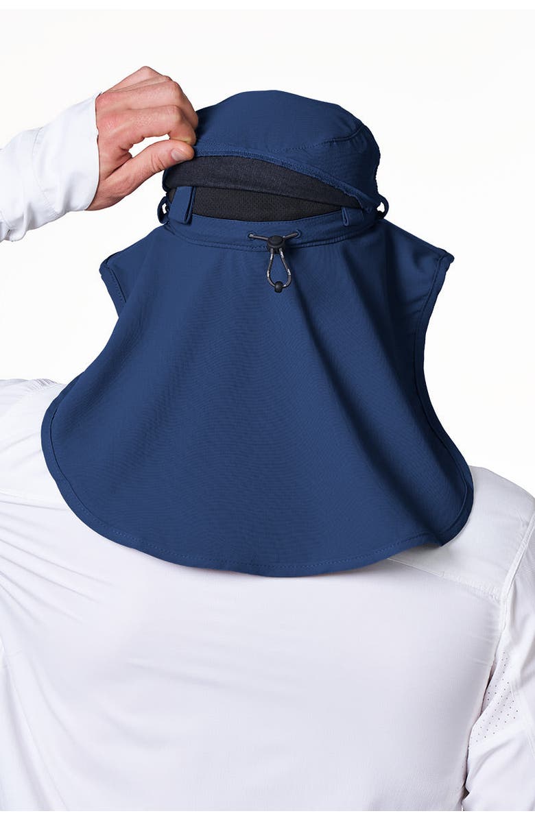 Coolibar Sun Hat with Neck Drape & Clip-On Face Mask, UPF 50+ Sun Protection, Stevie Ultra, Alternate, color, Navy