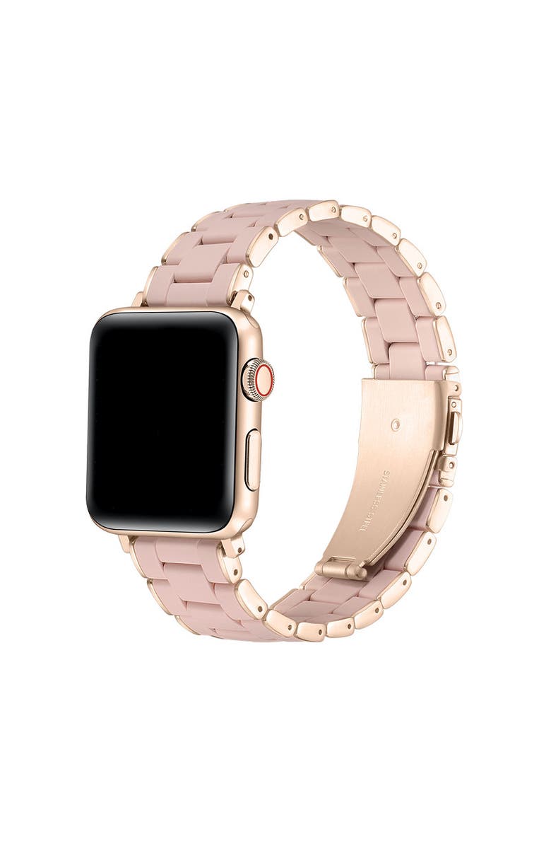 Posh Tech Orla Silicone + Stainless Steel Band for Apple Watch, Main, color, Light Pink