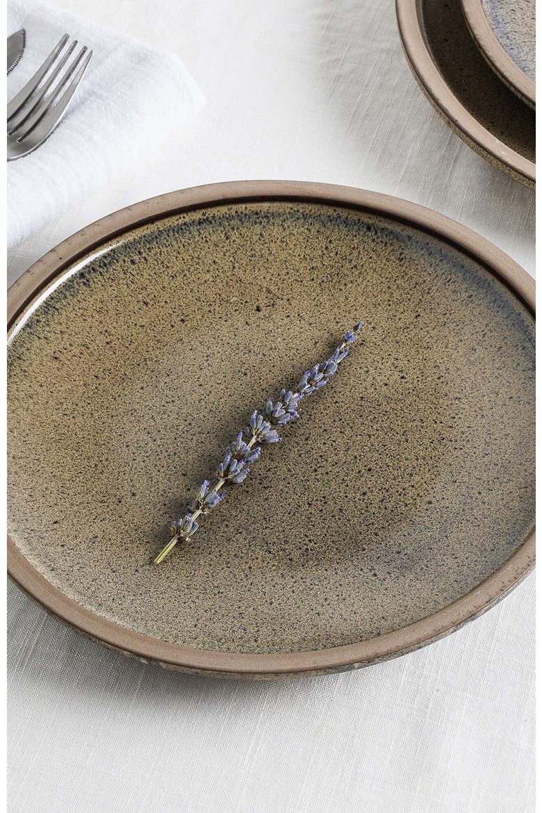 Tina Stoneware 4-Piece Dinner Plate, Alternate, color, Green and Beige