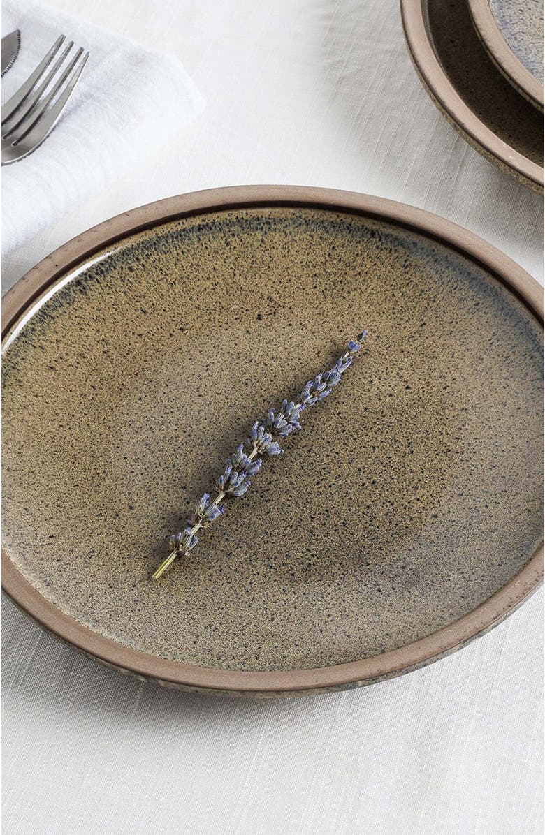 Stone Lain Tina Stoneware 4-Piece Dinner Plate, Alternate, color, Green And Beige