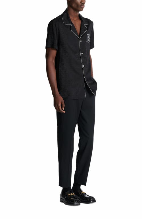 Balmain Tonal Monogram Jacquard Pajama Shirt In Black