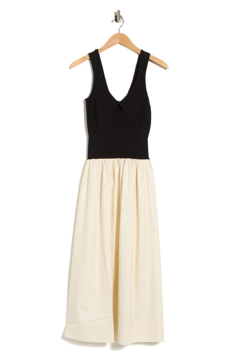 Raquel Mixed Media Dress, Alternate, color, BLACK IVORY