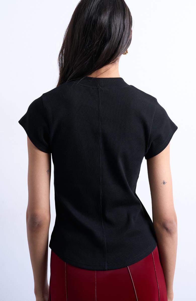 Topshop Fitted Curved Hem Stretch Cotton Rib T-Shirt, Alternate, color, 