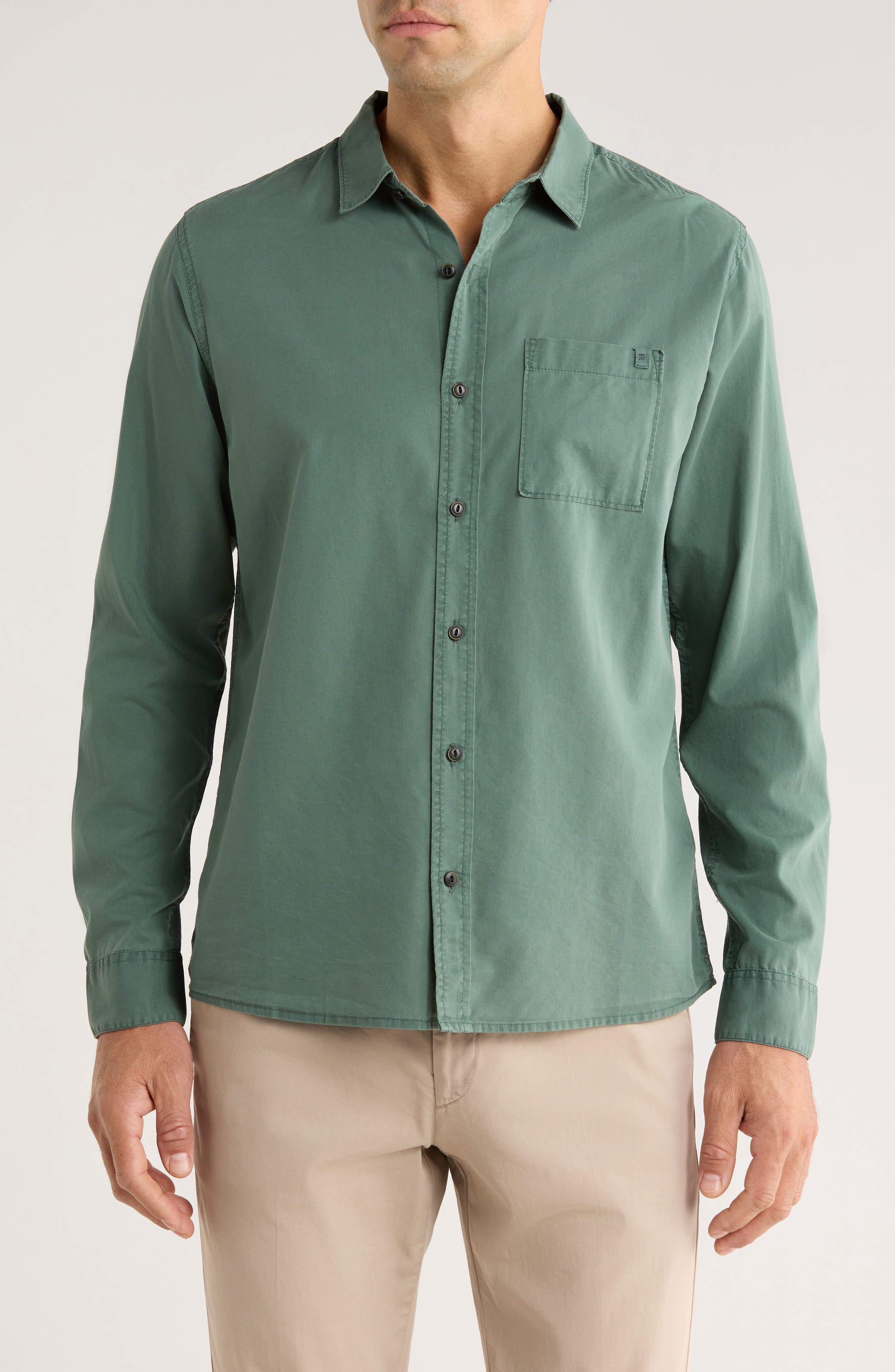 Roark Made to Fade Solid Cotton & Lyocell Button-Up Shirt