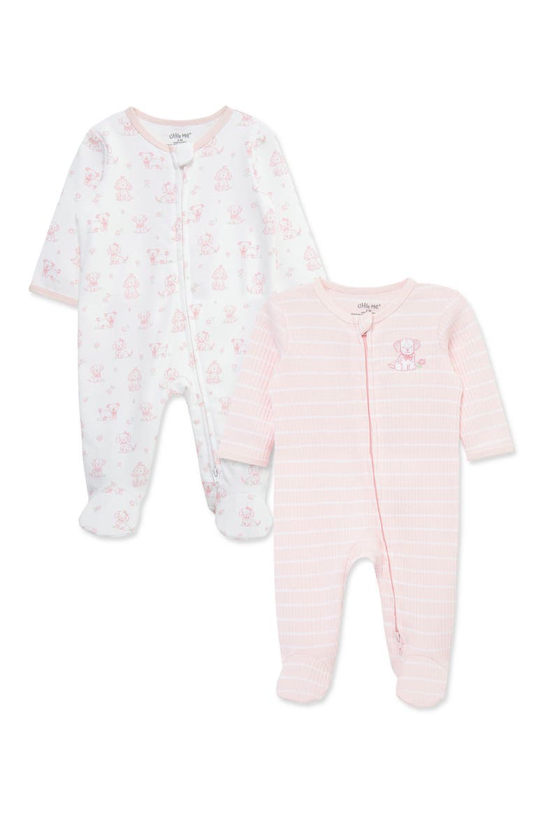 Puppies 2-Pack Organic Cotton Footies, Main, color, PINK