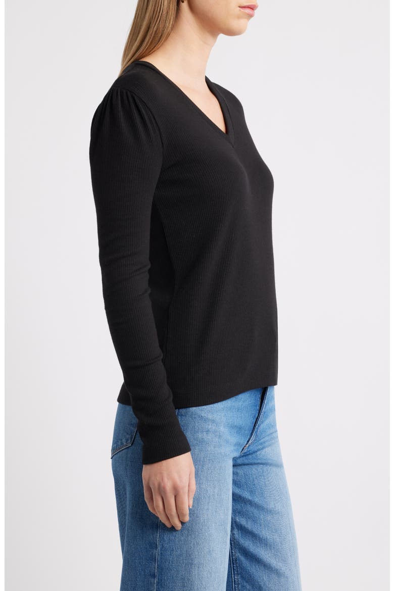 Long Sleeve Rib T-Shirt, Alternate, color, BLACK