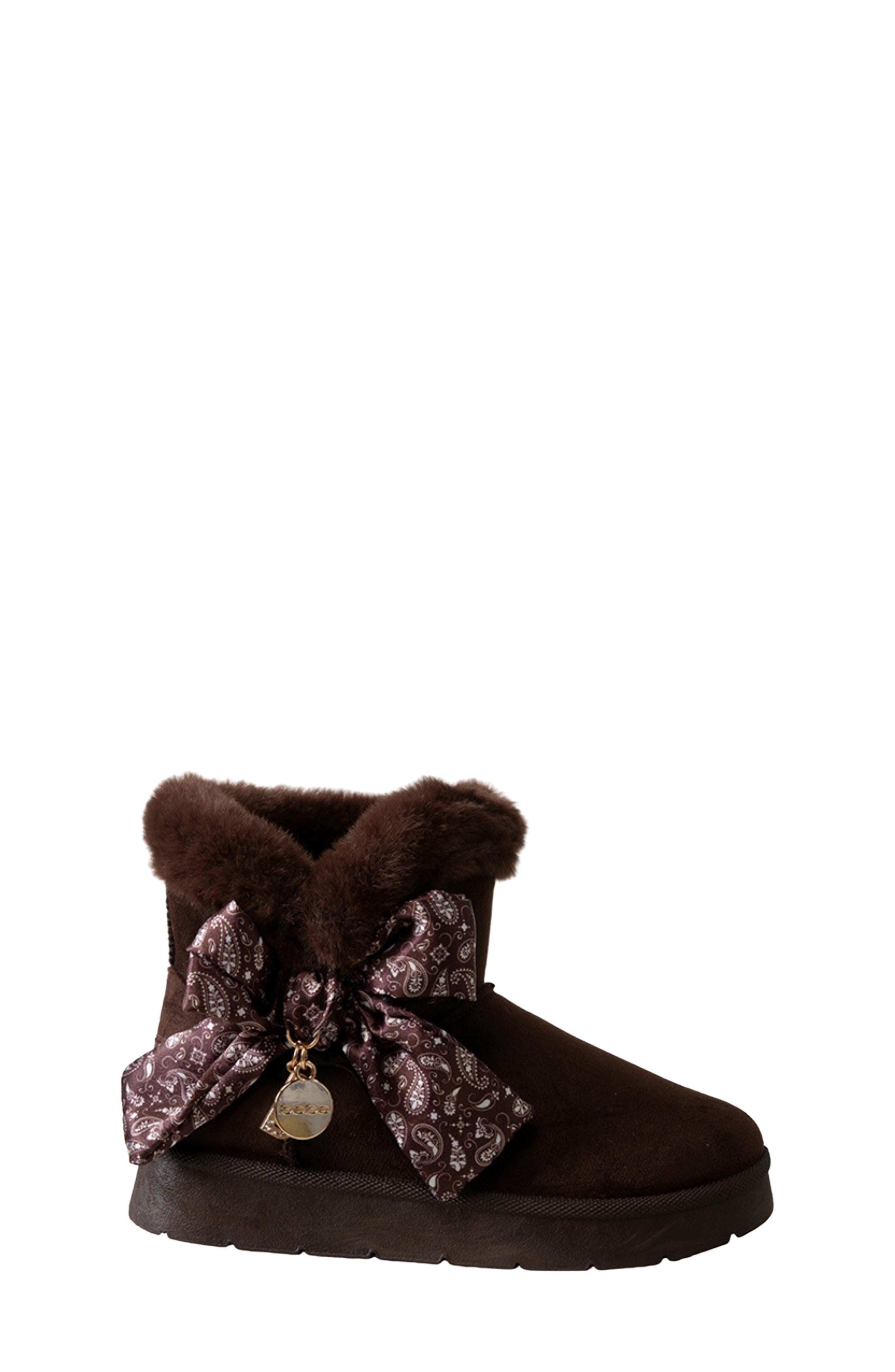 Kids' Cozy Faux Fur Bootie, Alternate, color, DARK BROWN