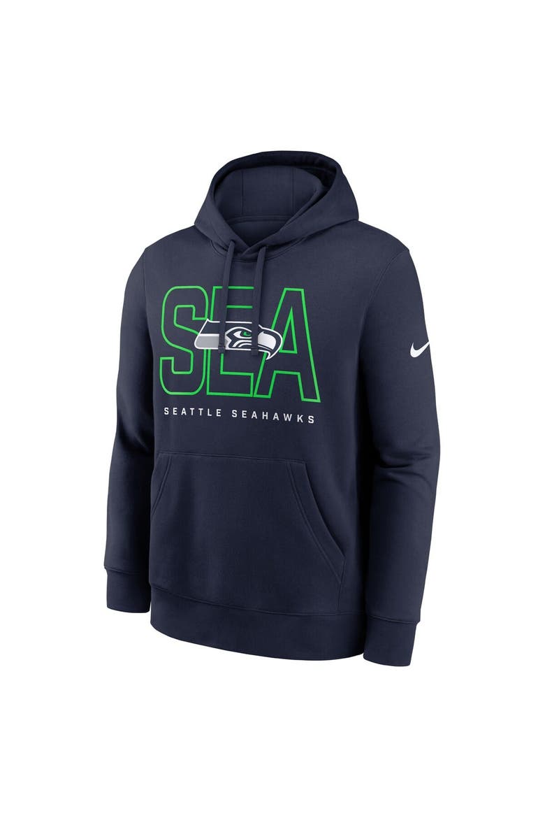 Men's Nike College Navy Seattle Seahawks Busted Play Club Fleece Pullover Hoodie, Alternate, color, College Navy