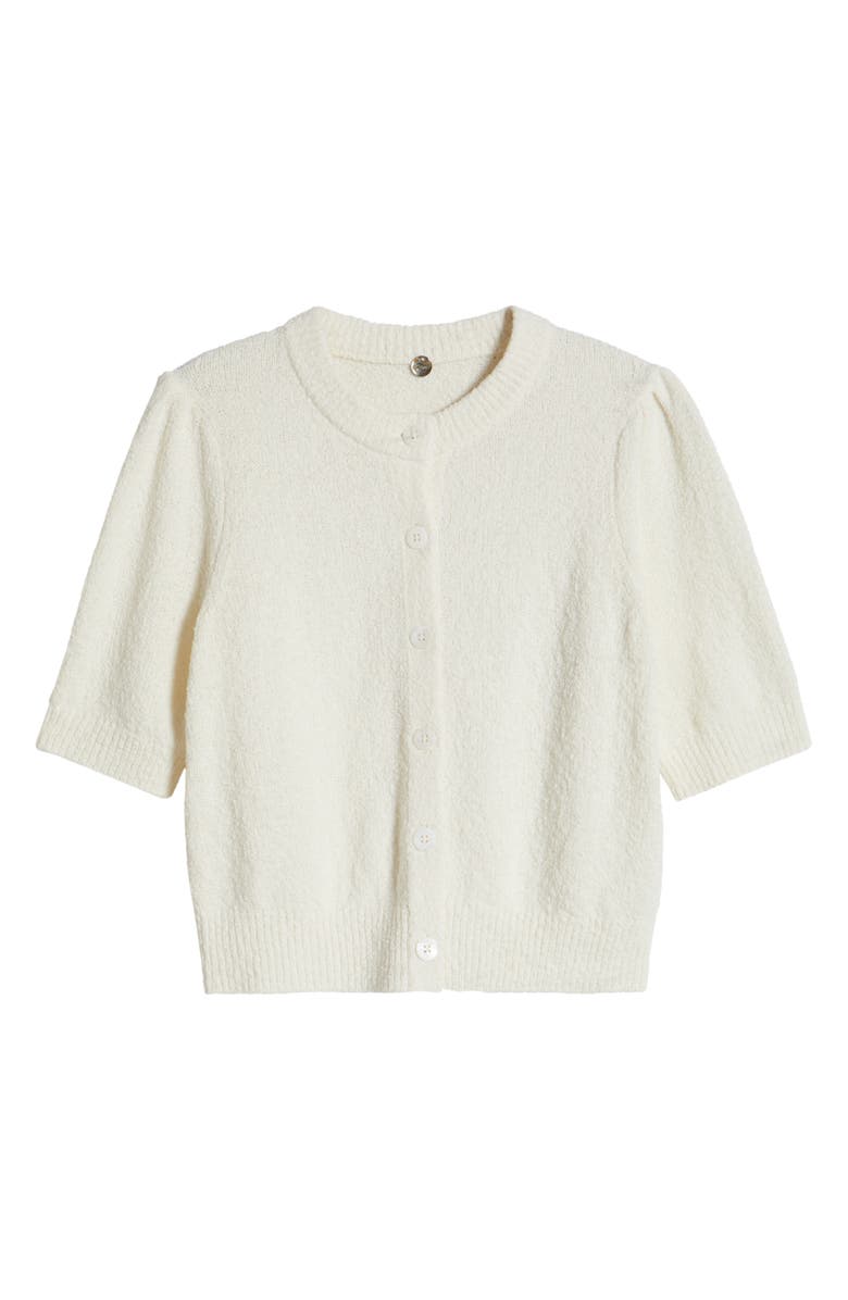 MARGARET O'LEARY Pleated Short Sleeve Cotton Blend Cardigan, Alternate, color, 
