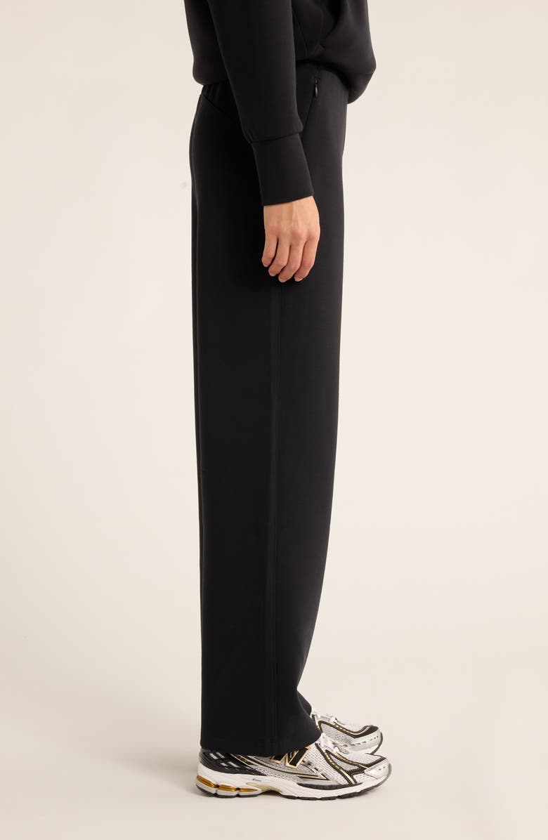 Zella Cozy Scuba Knit High Waist Straight Leg Pants, Alternate, color, Black