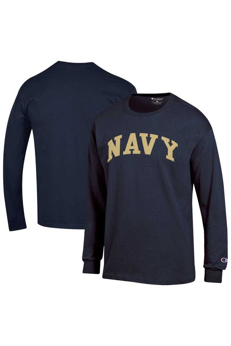 Men's Champion  Navy Navy Midshipmen Basic Arch Long Sleeve T-Shirt, Main, color, Navy