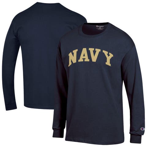 Men's Champion  Navy Navy Midshipmen Basic Arch Long Sleeve T-Shirt