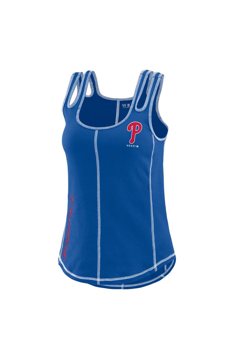 WEAR by Erin Andrews Women's WEAR by Erin Andrews Royal Philadelphia Phillies Contrast Stitch Tank Top, Alternate, color, 