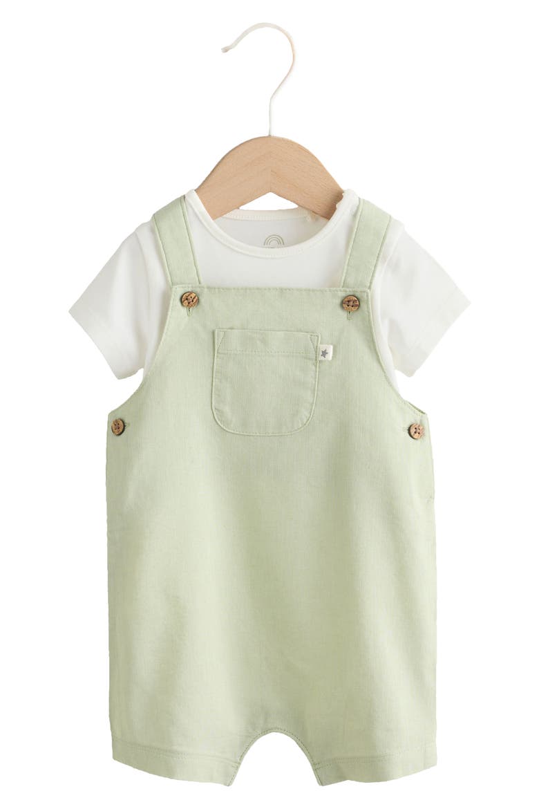 Bodysuit & Dungaree Romper Set, Main, color, GREEN