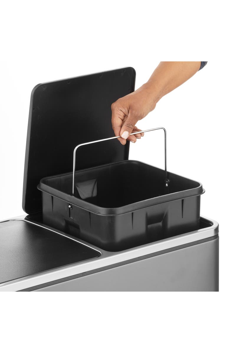 mDesign Metal Steel 60L Large Dual Compartment Step Trash Can, Graphite Gray, Alternate, color, Graphite