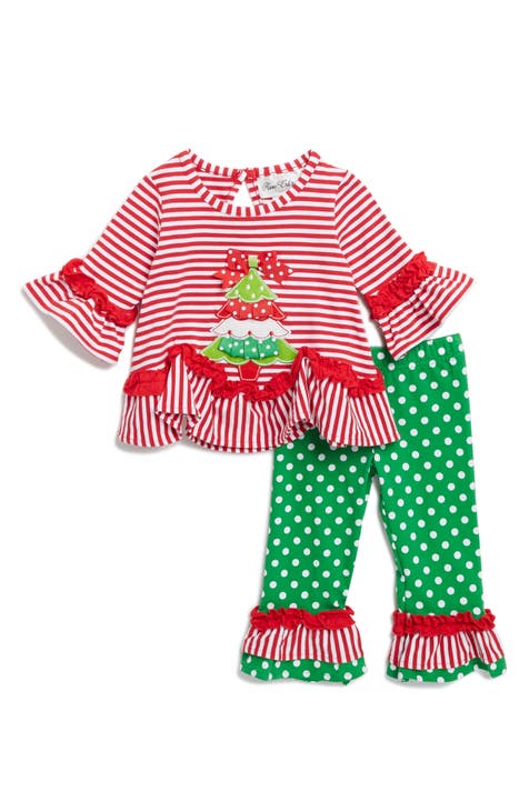 Christmas Tree Appliqué Top & Leggings Set (Baby)