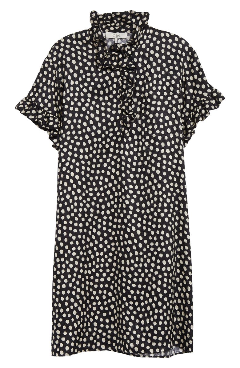Chloé Polka Dot Jacquard Organic Silk Crêpe de Chine Minidress, Alternate, color, Black - Beige