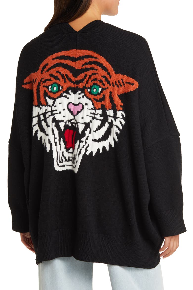 Tiger Oversize Cardigan, Alternate, color, TIGER HEAD