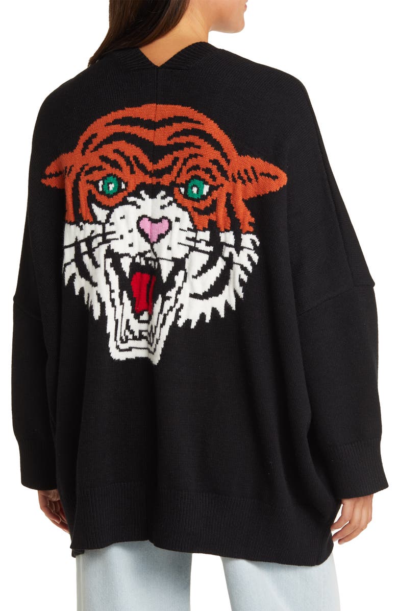 Dressed in Lala Tiger Oversize Cardigan, Alternate, color, Tiger Head