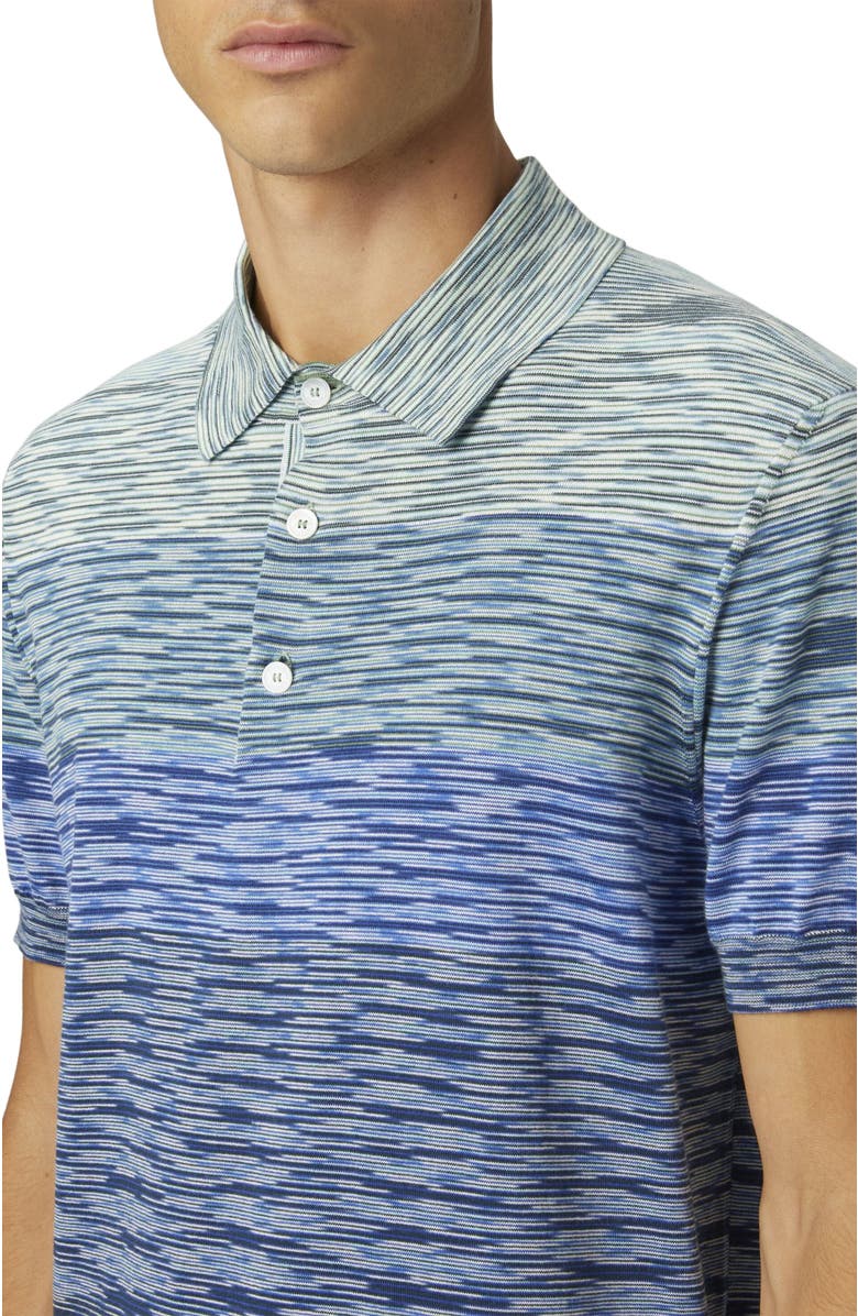 Missoni Dégradé Slub Cotton Knit Polo Shirt, Alternate, color, Blue & Green