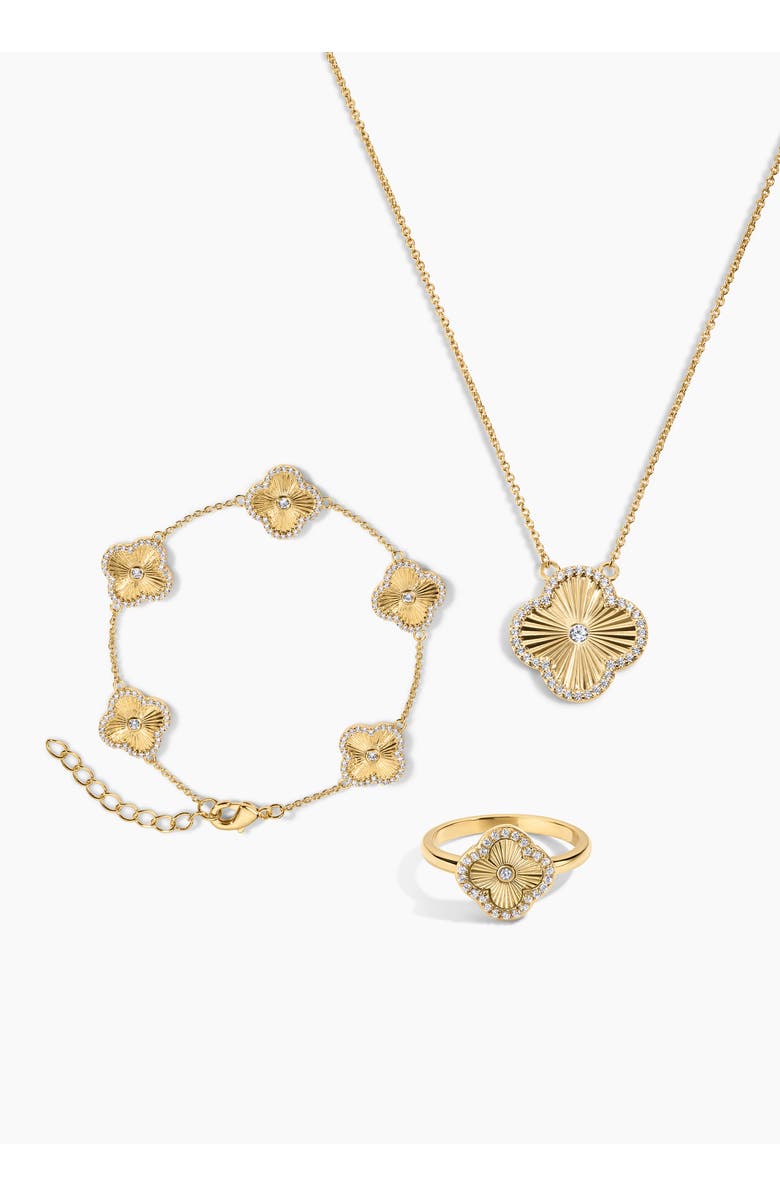 Electric Picks Icon Clover Necklace, Bracelet and Ring - Set of 3, Main, color, Gold - 7