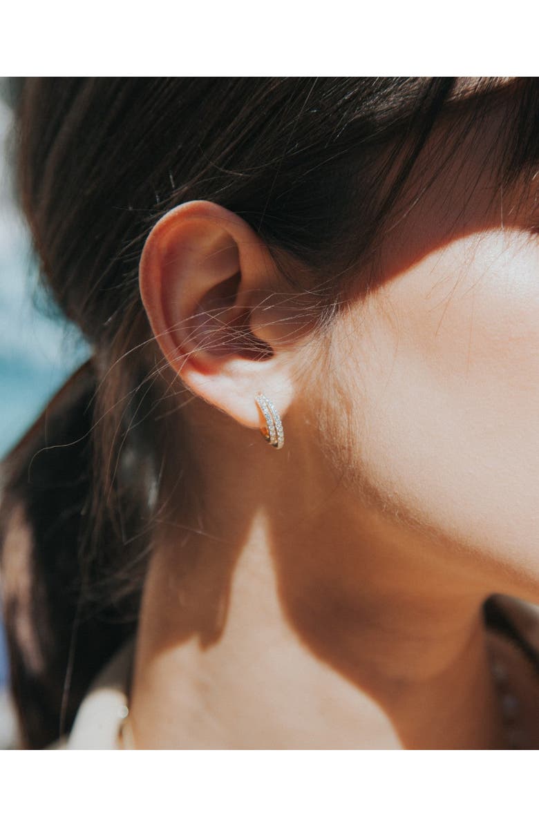 NATIVE GEM Evil Twin Double Huggie Hoop Earrings, Alternate, color, Gold