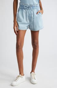Veronica Beard Tijana Drawstring Waist Chambray Shorts