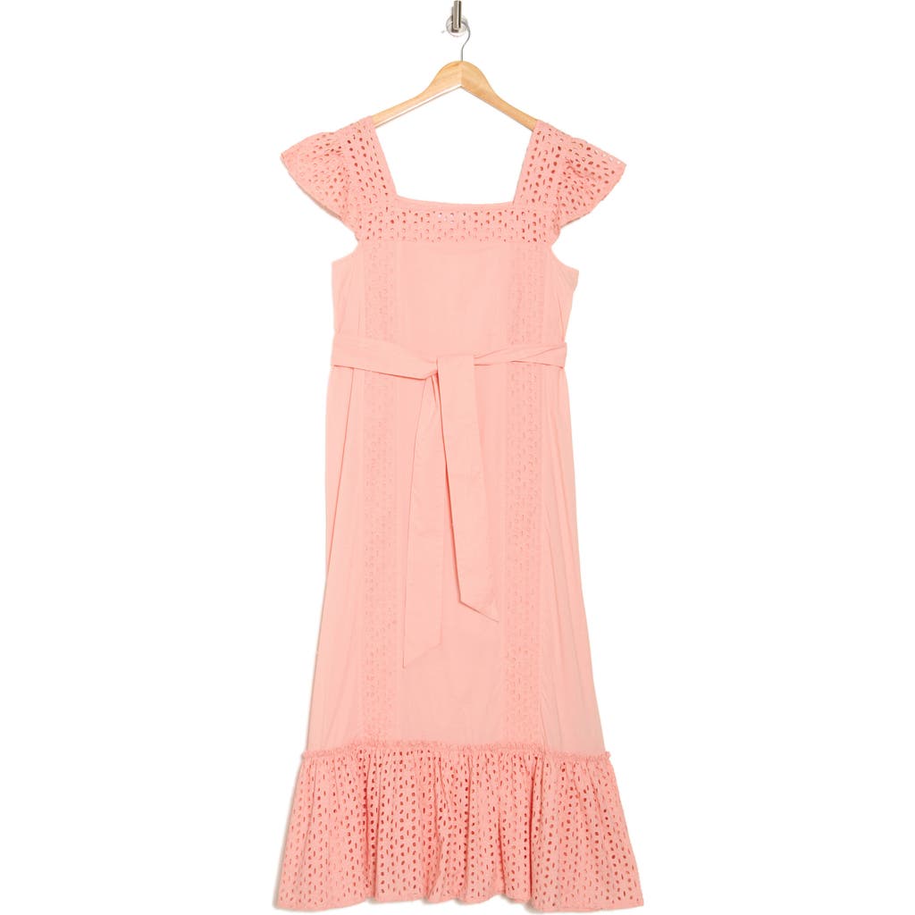 Maisie Embroidered Eyelet Cap Sleeve Cotton Midi Dress