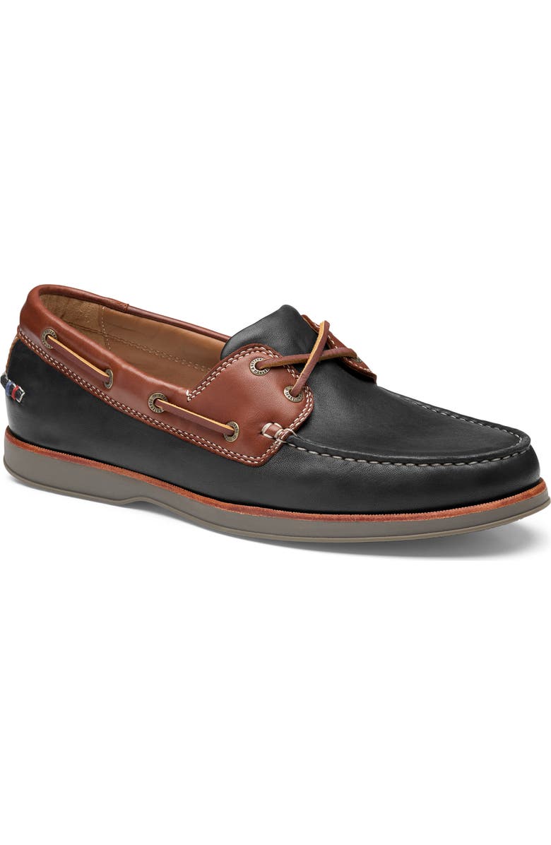 Johnston & Murphy Monaco Boat Shoe, Main, color, Black/ Brown Sheepskin