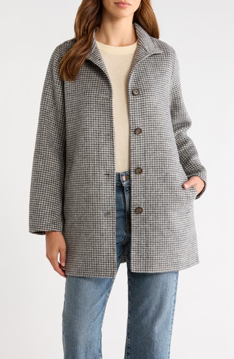 Stephanie Herringbone Wool Blend Cocoon Coat