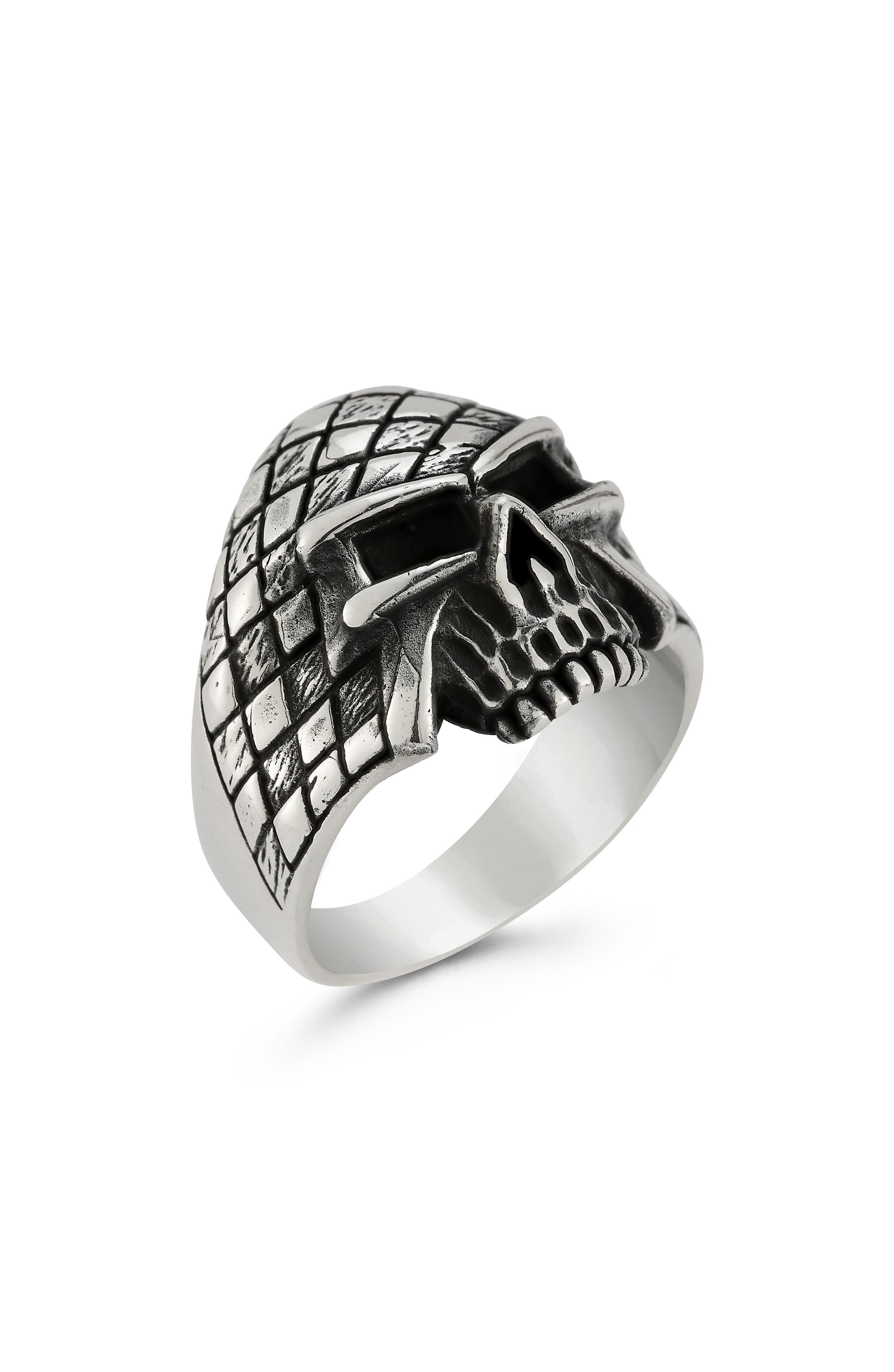 Yield of Men Sterling Silver Oxidized Skull Ring