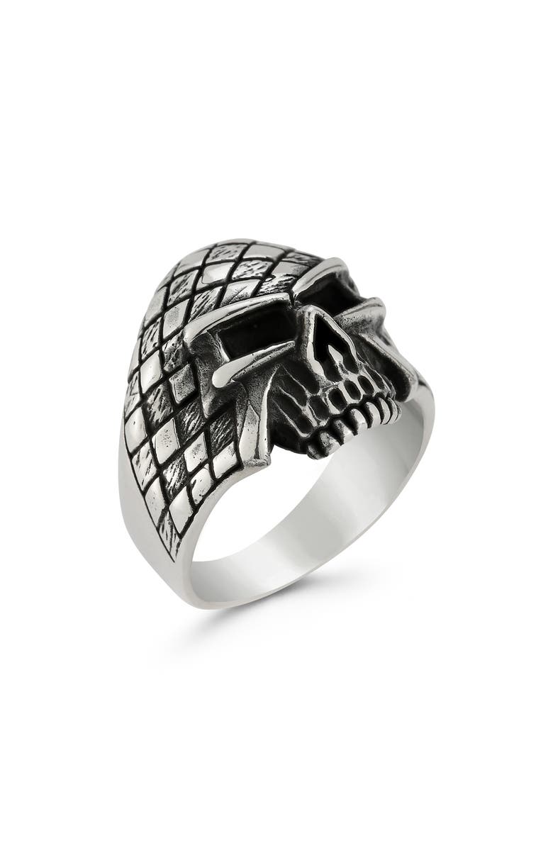 Yield of Men Sterling Silver Oxidized Skull Ring, Main, color, Silver