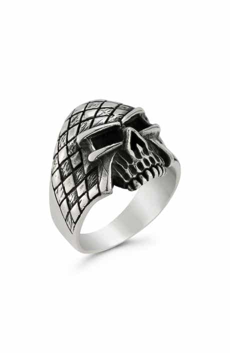 Yield of Men Sterling Silver Oxidized Skull Ring
