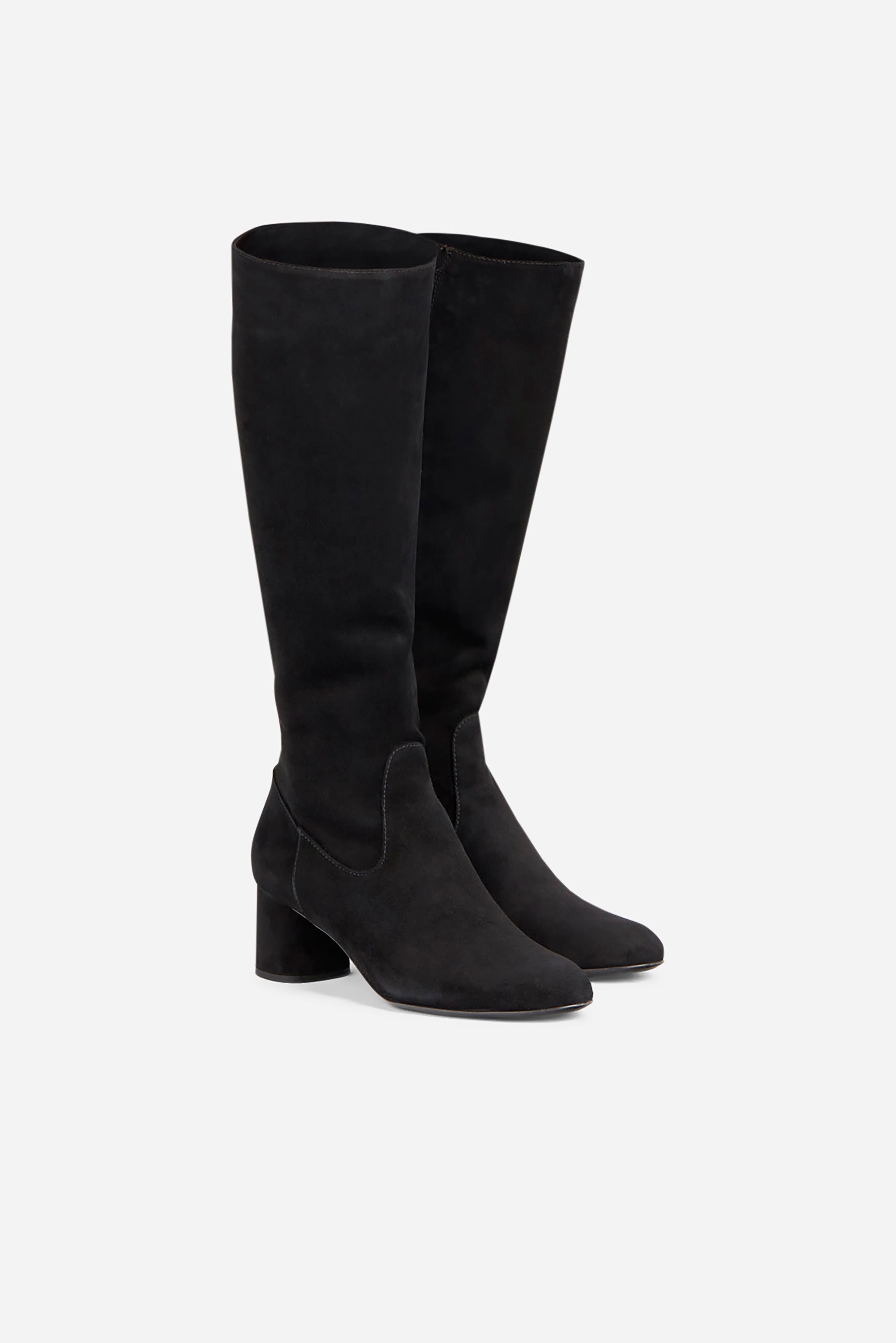 AGL Lorette Water Resistant Velour Boot With Heel, Alternate, color, Black