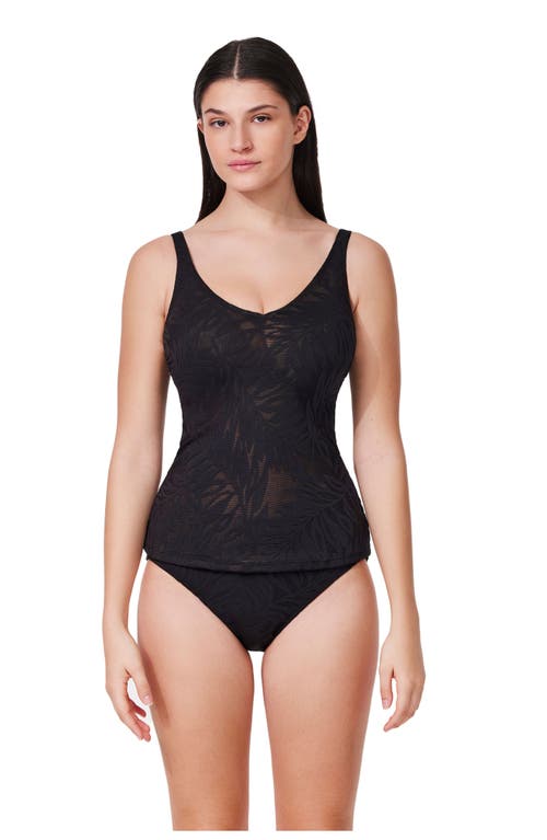 Profile By Gottex Skyfall Textured V-neck D-cup Tankini Top In Black