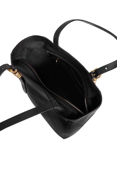 Rebecca Minkoff Buckle North-south Leather Tote Bag In Black